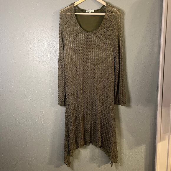 indigo soul Tops - Indigo Soul Women's 3XL Olive Green Long Knit Sweater dress top lined feminine